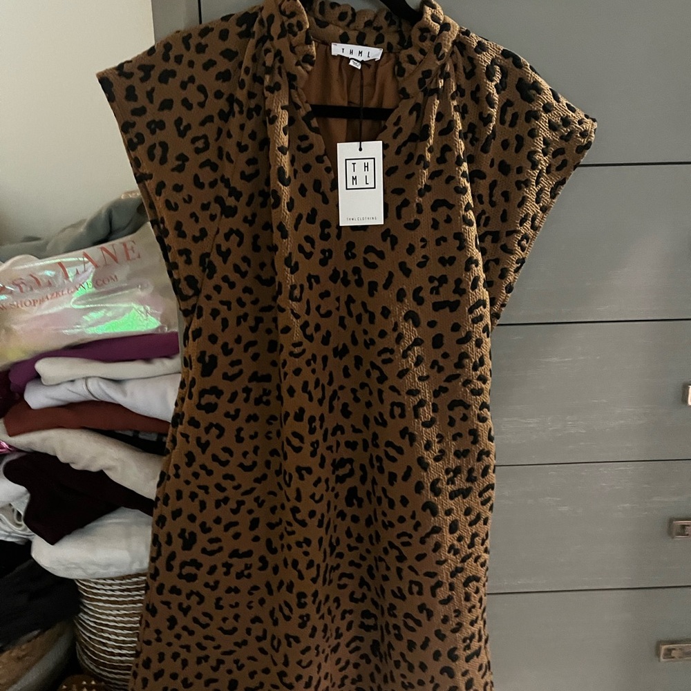 THML Brown Leopard Pattern Dress